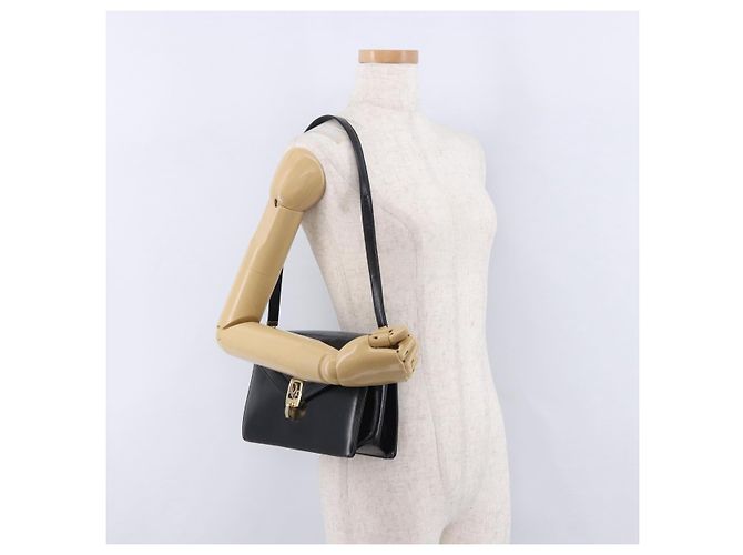Christian Dior Shoulder Bag Leather Black Gold Tone - vista 31