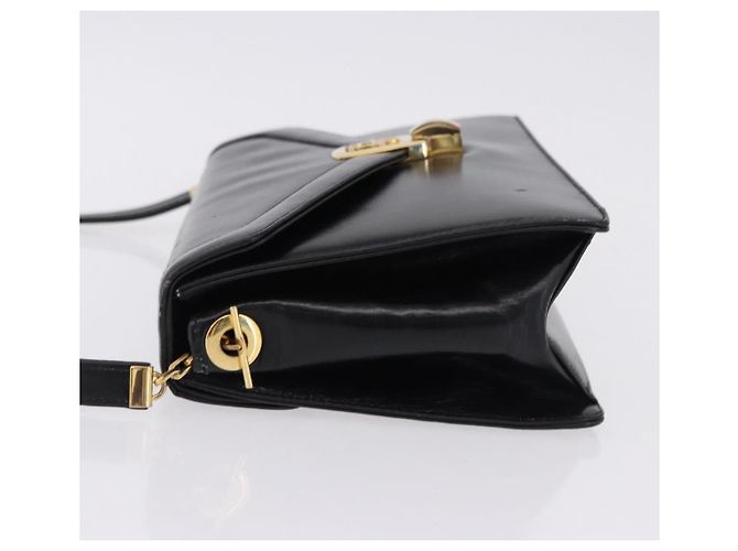 Christian Dior Shoulder Bag Leather Black Gold Tone - vista 4