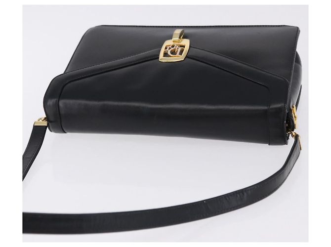 Christian Dior Shoulder Bag Leather Black Gold Tone - vista 6