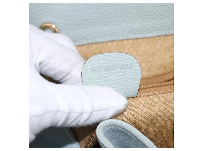 GUCCI Bamboo Backpack Suede Light Blue Gold 003 2058 0016 - vista 12