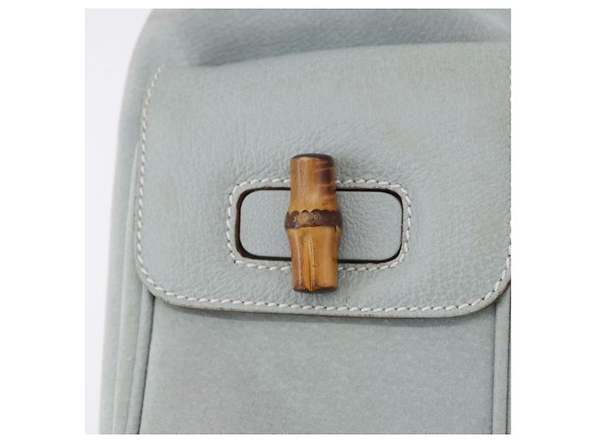 GUCCI Bamboo Backpack Suede Light Blue Gold 003 2058 0016 - vista 19