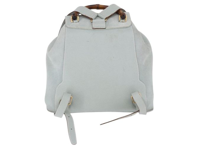 GUCCI Bamboo Backpack Suede Light Blue Gold 003 2058 0016 - vista 2