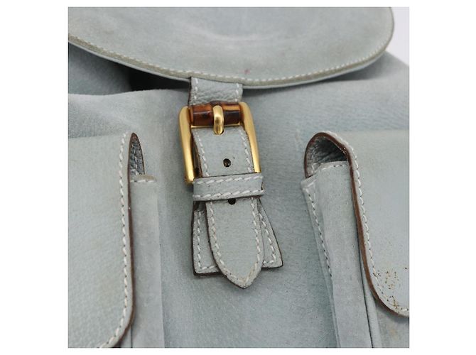 GUCCI Bamboo Backpack Suede Light Blue Gold 003 2058 0016 - vista 20