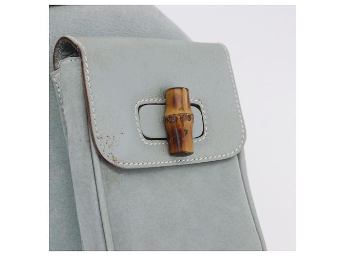 GUCCI Bamboo Backpack Suede Light Blue Gold 003 2058 0016 - vista 21