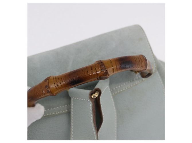 GUCCI Bamboo Backpack Suede Light Blue Gold 003 2058 0016 - vista 7