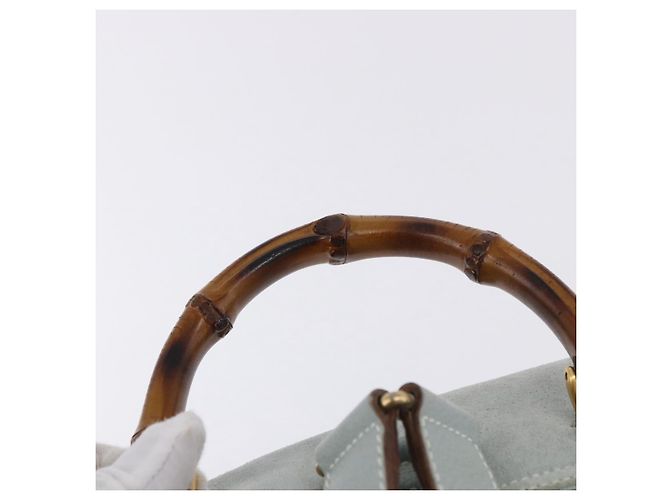 GUCCI Bamboo Backpack Suede Light Blue Gold 003 2058 0016 - vista 8