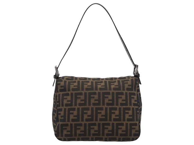 FENDI Zucca Canvas Mamma Baguette Shoulder Bag Brown Black - vista 2