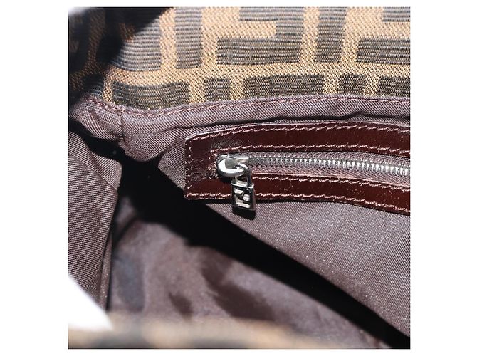 FENDI Zucca Canvas Mamma Baguette Shoulder Bag Brown Black - vista 21
