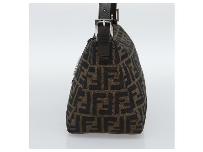 FENDI Zucca Canvas Mamma Baguette Shoulder Bag Brown Black - vista 4