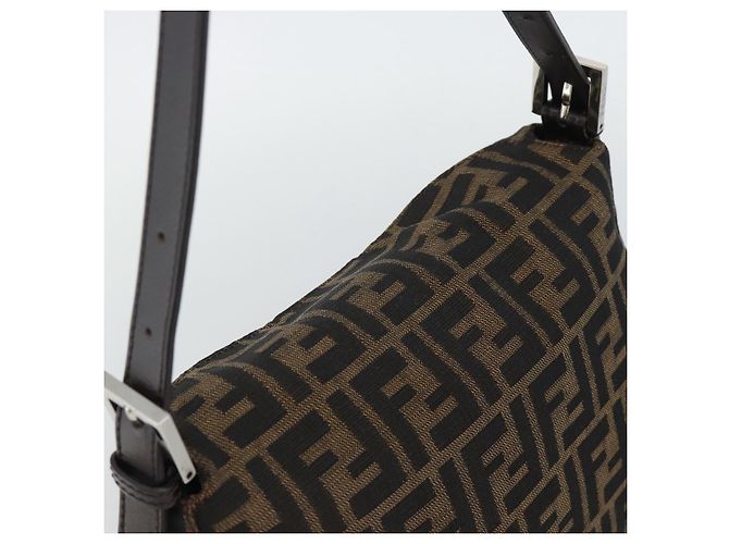 FENDI Zucca Canvas Mamma Baguette Shoulder Bag Brown Black - vista 6