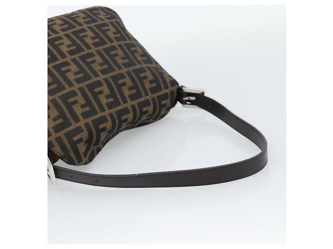 FENDI Zucca Canvas Mamma Baguette Shoulder Bag Brown Black - vista 7