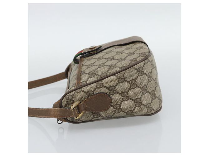 GUCCI GG Supreme Web Sherry Line Shoulder Bag PVC Leather Beige Gold - vista 3