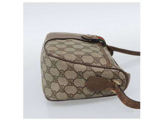 GUCCI GG Supreme Web Sherry Line Shoulder Bag PVC Leather Beige Gold - vista 4
