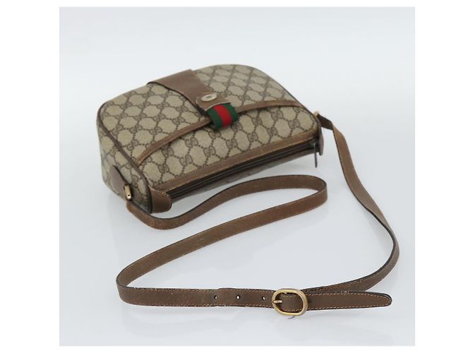 GUCCI GG Supreme Web Sherry Line Shoulder Bag PVC Leather Beige Gold - vista 7