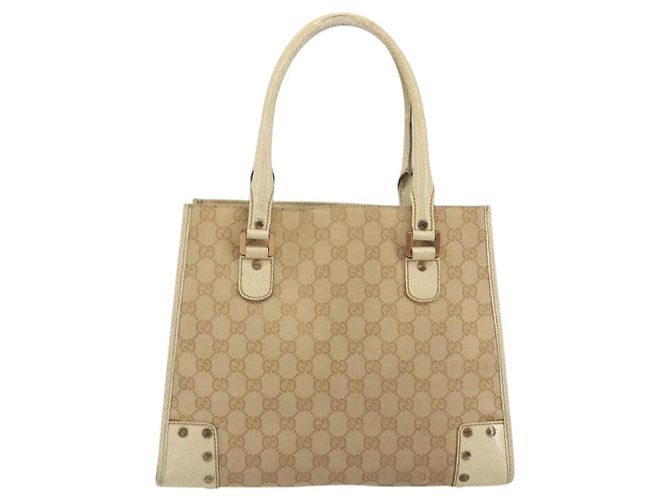 GUCCI GG Canvas Hand Bag Beige Bronze 124260 - vista 13