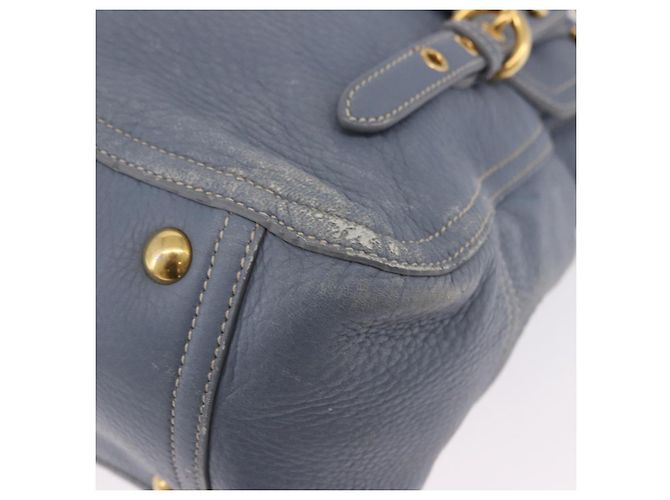 Miu Miu Hand Bag Leather 2way Light Blue Gold Tone - vista 16