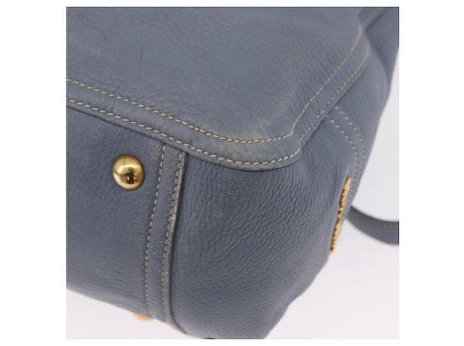 Miu Miu Hand Bag Leather 2way Light Blue Gold Tone - vista 18