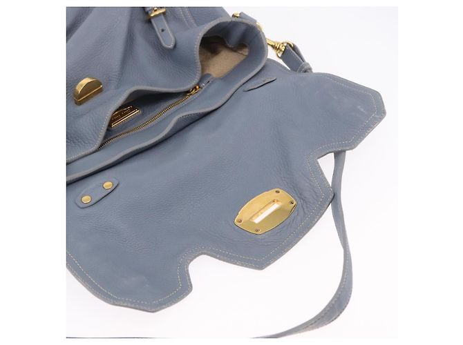 Miu Miu Hand Bag Leather 2way Light Blue Gold Tone - vista 21