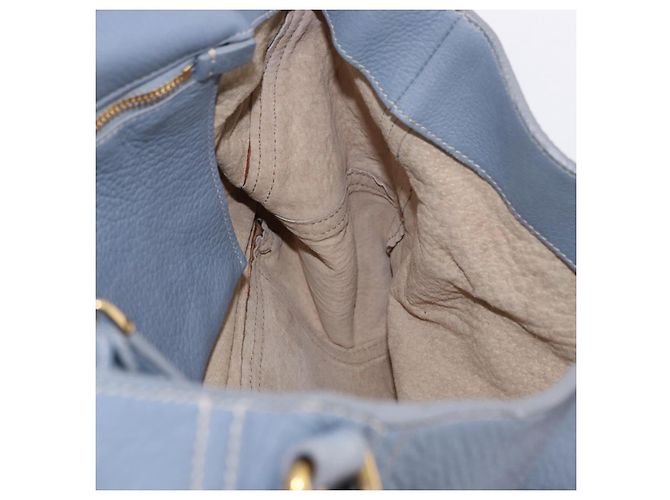 Miu Miu Hand Bag Leather 2way Light Blue Gold Tone - vista 24