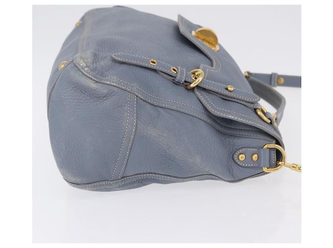 Miu Miu Hand Bag Leather 2way Light Blue Gold Tone - vista 3