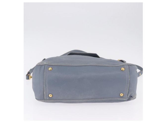 Miu Miu Hand Bag Leather 2way Light Blue Gold Tone - vista 5