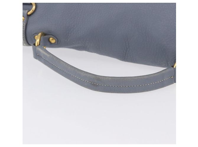 Miu Miu Hand Bag Leather 2way Light Blue Gold Tone - vista 7