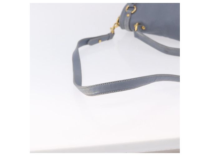 Miu Miu Hand Bag Leather 2way Light Blue Gold Tone - vista 8