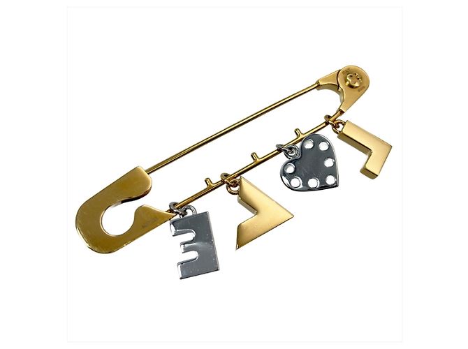 Broche Louis Vuitton con motivo de imperdible Plata Dorado - vista 2