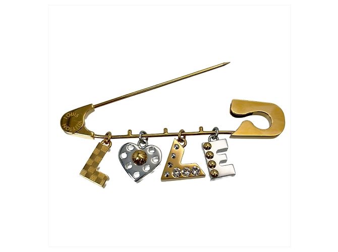 Broche Louis Vuitton con motivo de imperdible Plata Dorado - vista 3