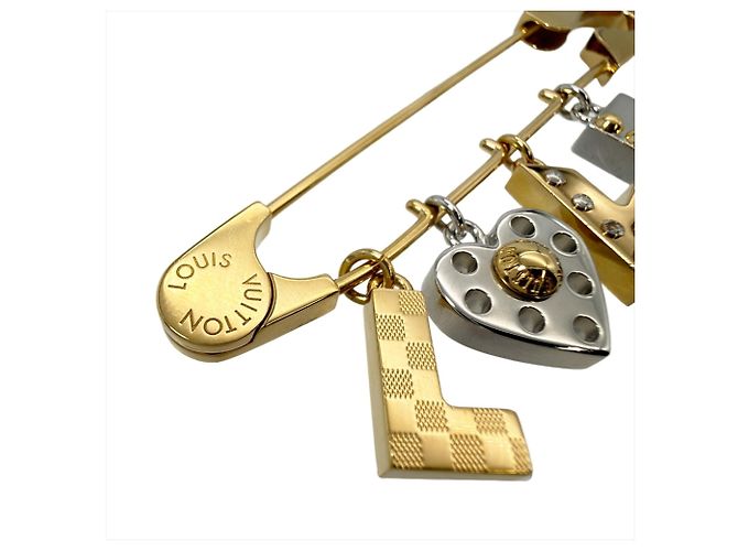 Broche Louis Vuitton con motivo de imperdible Plata Dorado - vista 4