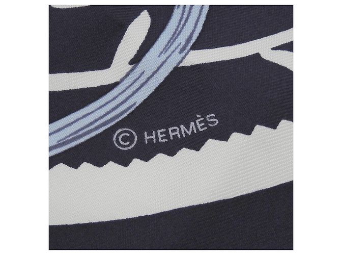 Foulard di seta Hermès Etriers Carre 90 Rosso Blu Blu navy - vista 8