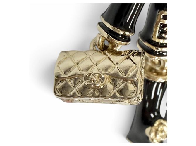 Portachiavi Ciondolo Chanel Coco Mark Nero D'oro - vista 6