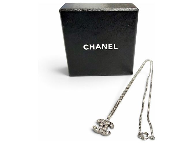 Collana CHANEL Vintage 06P Coco Mark con strass Argento - vista 2