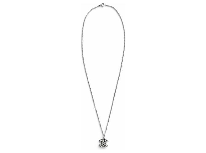 Collana CHANEL Vintage 06P Coco Mark con strass Argento - vista 4