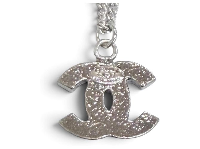 Collana CHANEL Vintage 06P Coco Mark con strass Argento - vista 5
