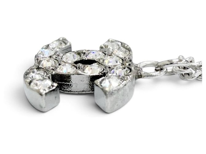 Collana CHANEL Vintage 06P Coco Mark con strass Argento - vista 6