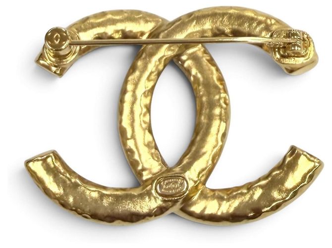 Chanel A24S ABD375 Coco Mark Brosche mit Kunstperlen Weiß Golden - Ansicht 3