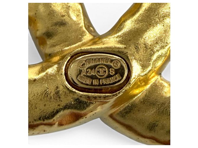 Chanel A24S ABD375 Coco Mark Brosche mit Kunstperlen Weiß Golden - Ansicht 7
