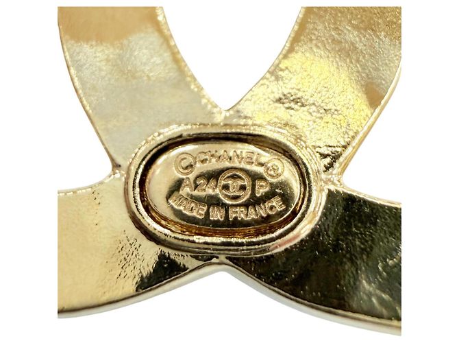 Spilla Chanel A24P in metallo Coco Mark con strass D'oro - vista 7