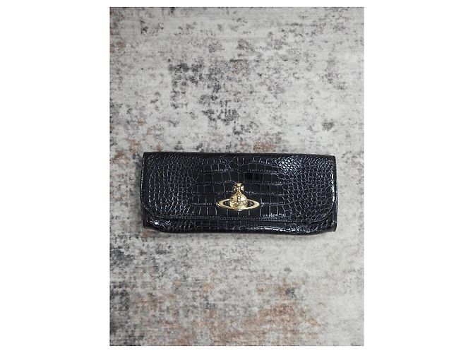Vivienne Westwood Clutch aus schwarzem Lackleder in Python-Optik - Ansicht 2