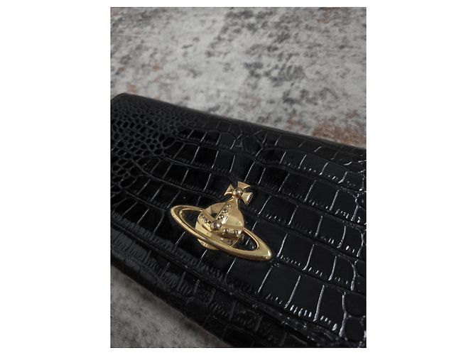 Vivienne Westwood Clutch aus schwarzem Lackleder in Python-Optik - Ansicht 3