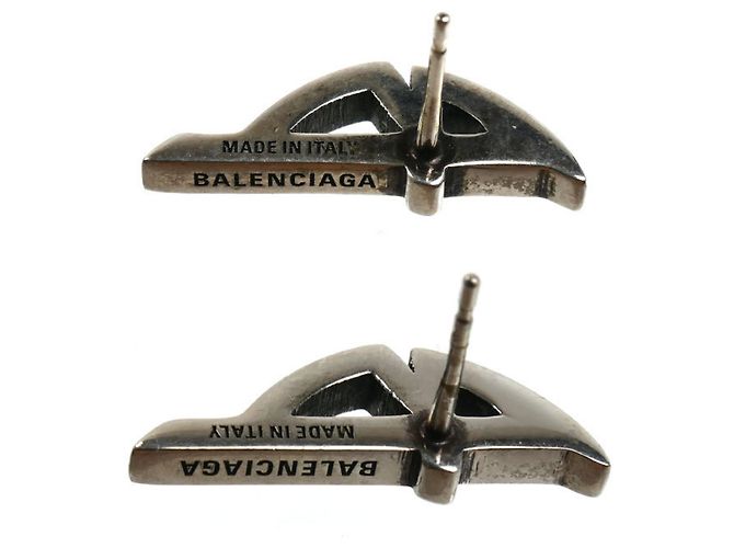 Orecchini Balenciaga Typo in ottone metallico - vista 4