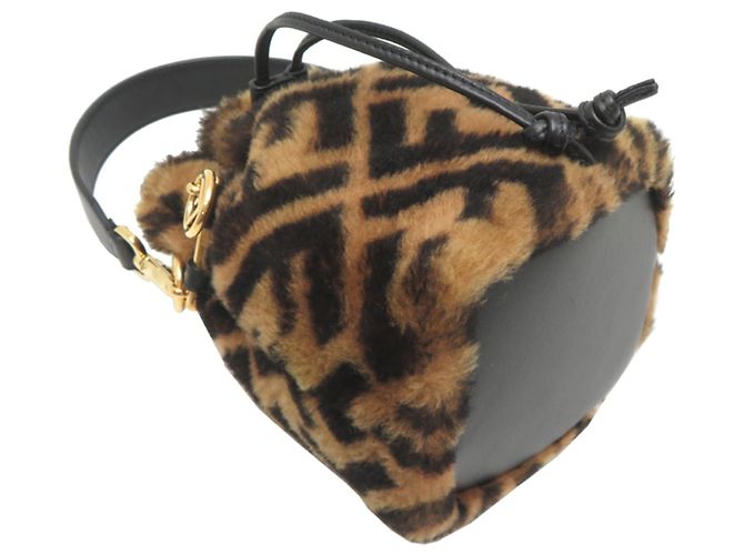 Borsa in pelliccia Fendi Mon Trésor Brown Marrone - vista 3