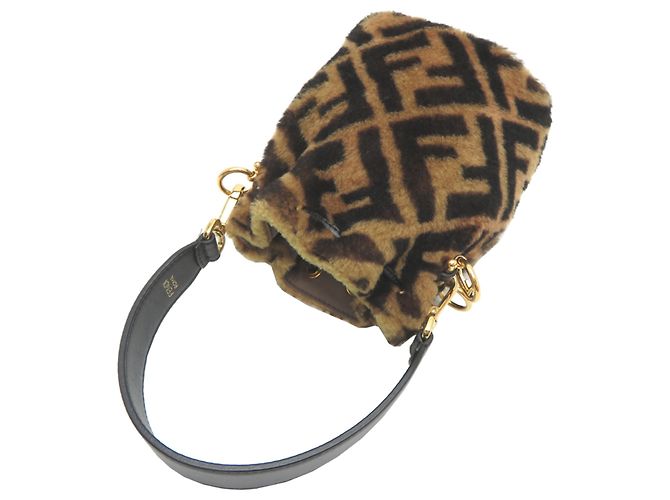 Borsa in pelliccia Fendi Mon Trésor Brown Marrone - vista 4