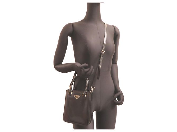 Borsa a mano Prada Small in pelle spazzolata da donna Nero - vista 8