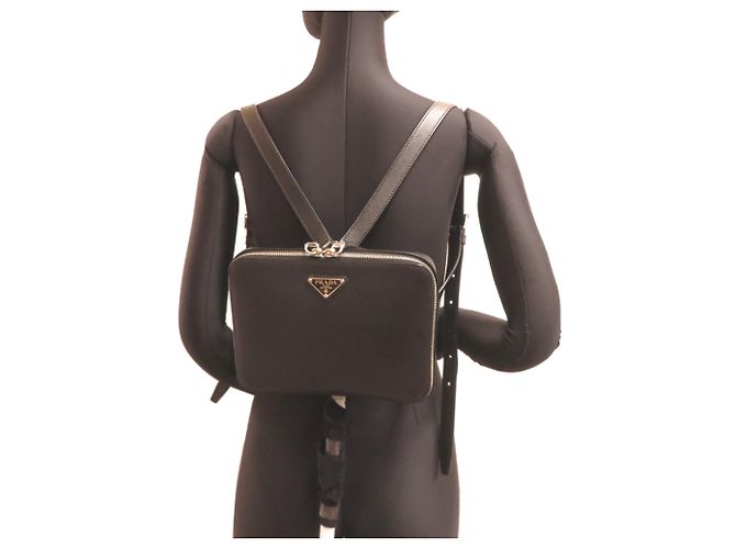 Zaino Prada da donna in pelle Saffiano nera Nero - vista 8