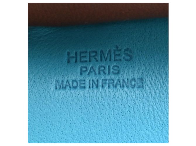 Hermès Hermes Rodeo Charm MM in Agneau Milo Marrone Blu - vista 5