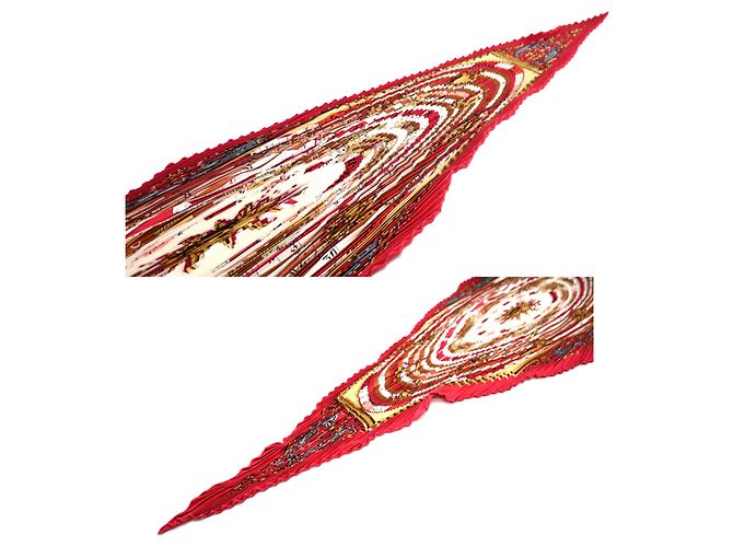 Hermès Foulard Hermes Pleated Carre DIES ET HORE da donna Bianco Rosso - vista 3