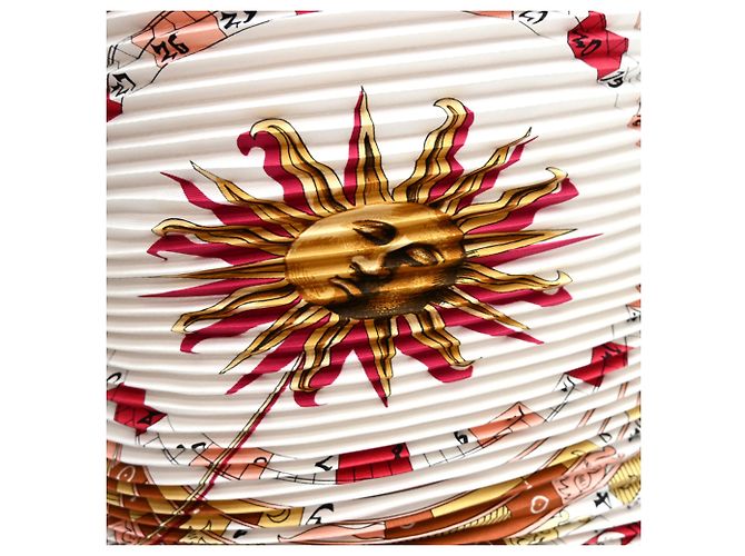 Hermès Foulard Hermes Pleated Carre DIES ET HORE da donna Bianco Rosso - vista 5