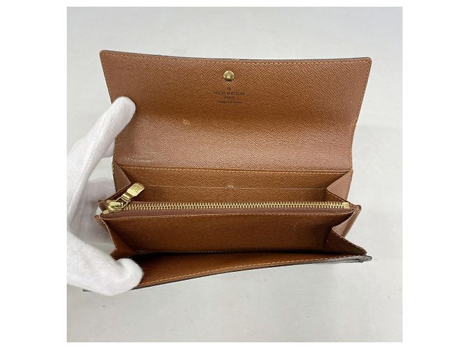 Louis Vuitton Monogram Pochette Portemonnaie Credit Long Wallet Marrone - vista 3